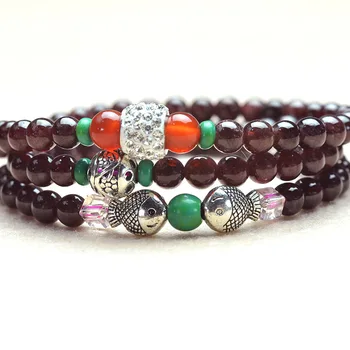 

Grade AA 5mm Natural Garnet Beaded Bracelets Fine Gemstone Beads Muti-layer Bracelets Jewelry For Woman Gifts Can Drop Shipping