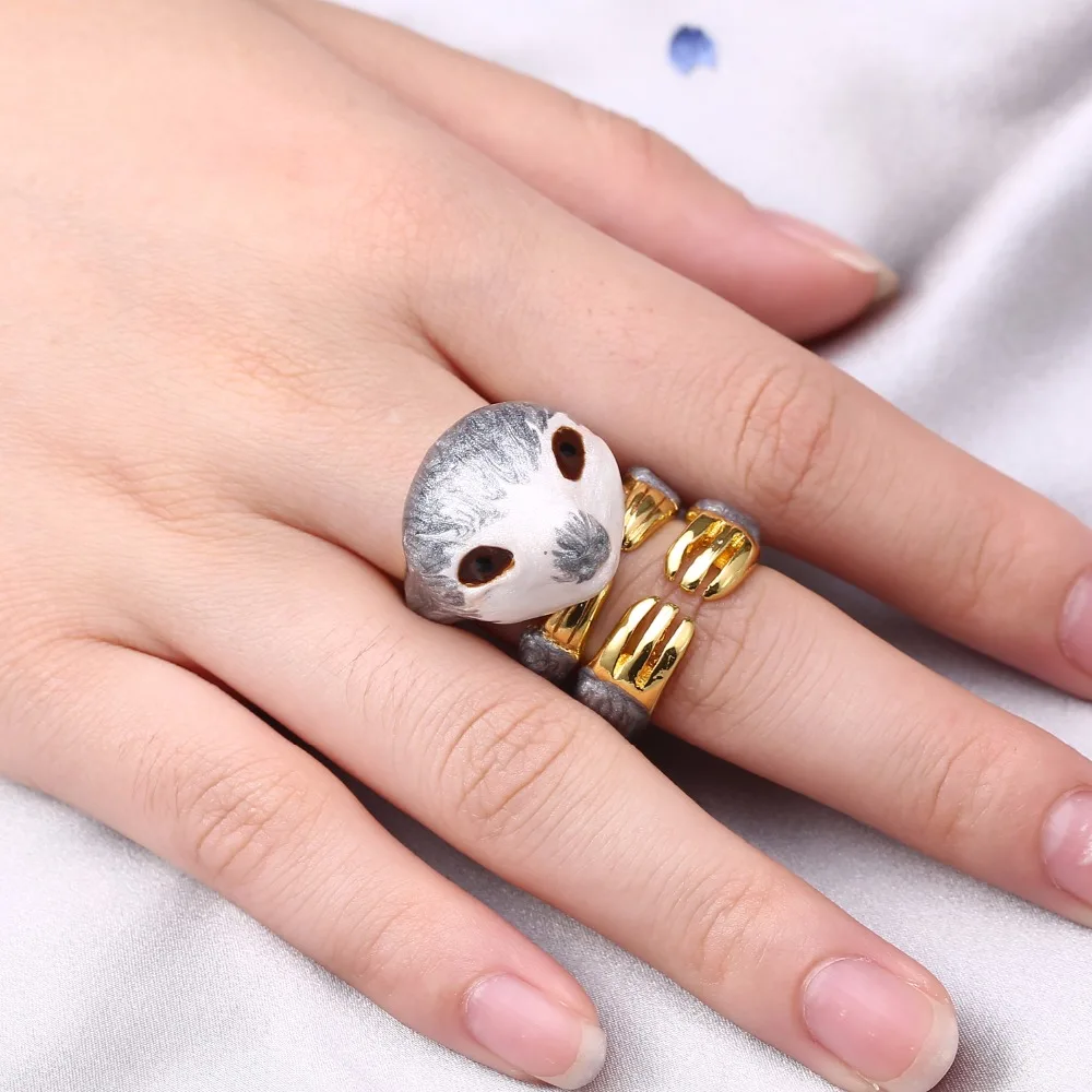 

3pcs/set Gold Color Animal Enamel Sloth Cocktail Rings Women Opening Cuff Ring Set Adjustable Bridal Stackable Ring Female Party