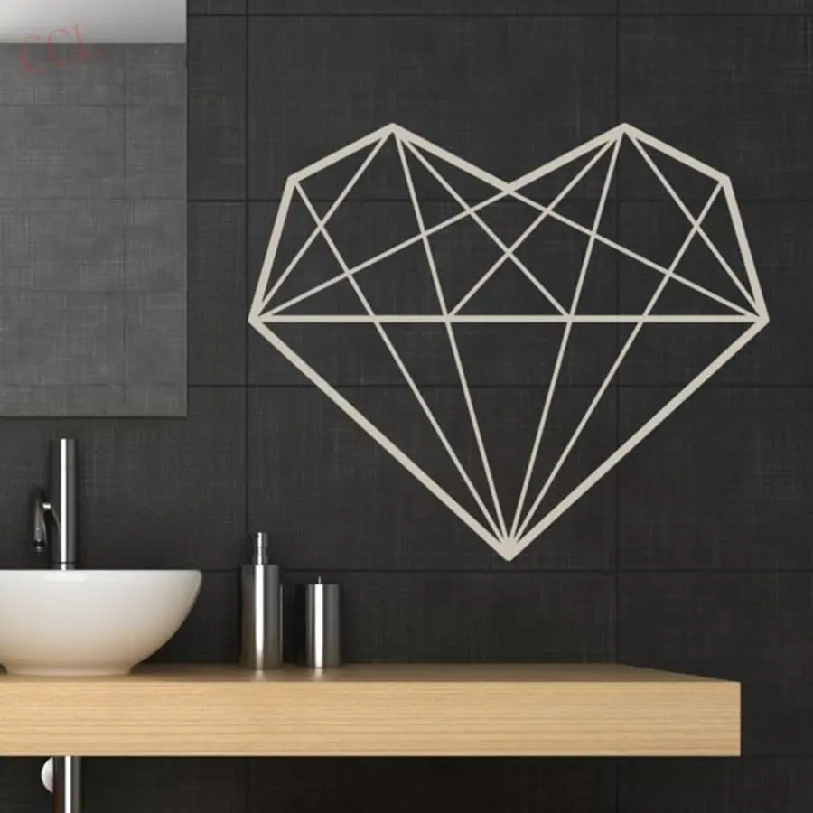 Diamond Shape Vinyl Decals HEART Geometric WALL STICKER Home Art Modern
