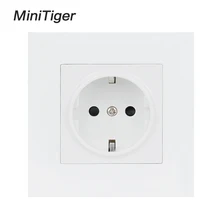 Minitiger Белая настенная пластиковая панель, 1 комплект, разъем питания с заземлением, 16A стандарт ЕС, электрическая двойная розетка 86 мм* 86 мм