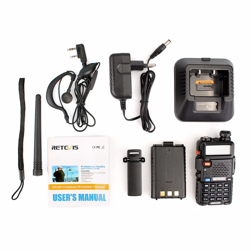 2 шт. Retevis RT5R Walkie Talkie 5 Вт 128CH VOX Scan UHF VHF радиостанция Двухдиапазонная Портативная радиостанция для охоты