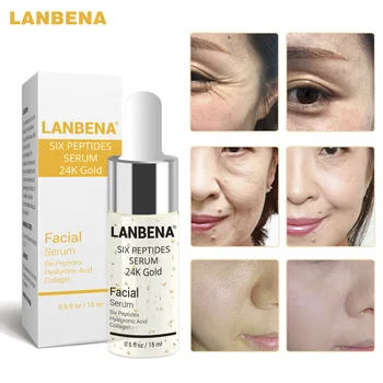 

LANBENA Gold Face Serum Six Peptides Natural Remover Skin Hyaluronic Acid Collagen Anti-Aging Wrinkle Whitening Skin Care