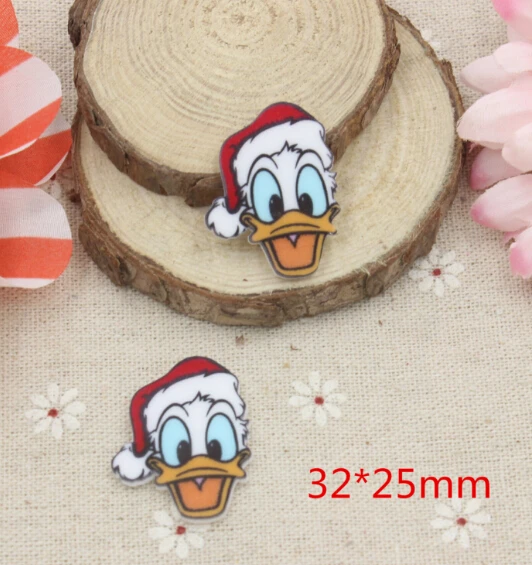 

30pcs Flatback Resin cartoon Christmas hat Donald Duck Character Planar Resin DIY Craft Accessories B-107