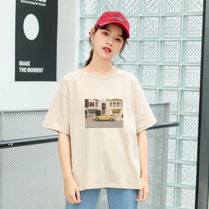 

Harajuku Summer T Shirt Women Casual Lovely Car Print Tee Shirt Femme Loose Korean Ulzzang Tumblr Cotton Tops Streetwear Clothes