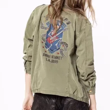 Детская хлопковая куртка-парка MILI с вышивкой на спине, с изображением черепа, игры на гитаре, с карманами спереди, на пуговицах, с длинными рукавами, модные женские куртки