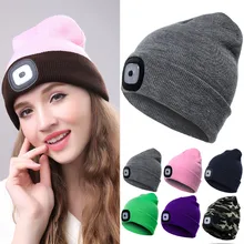 Быстро раскупаемый 1 шт. яркий 4 светодиодный зимняя теплая шапочка Кепка шапка унисекс USB Перезаряжаемые походный фонарик Пеший Туризм MSK66