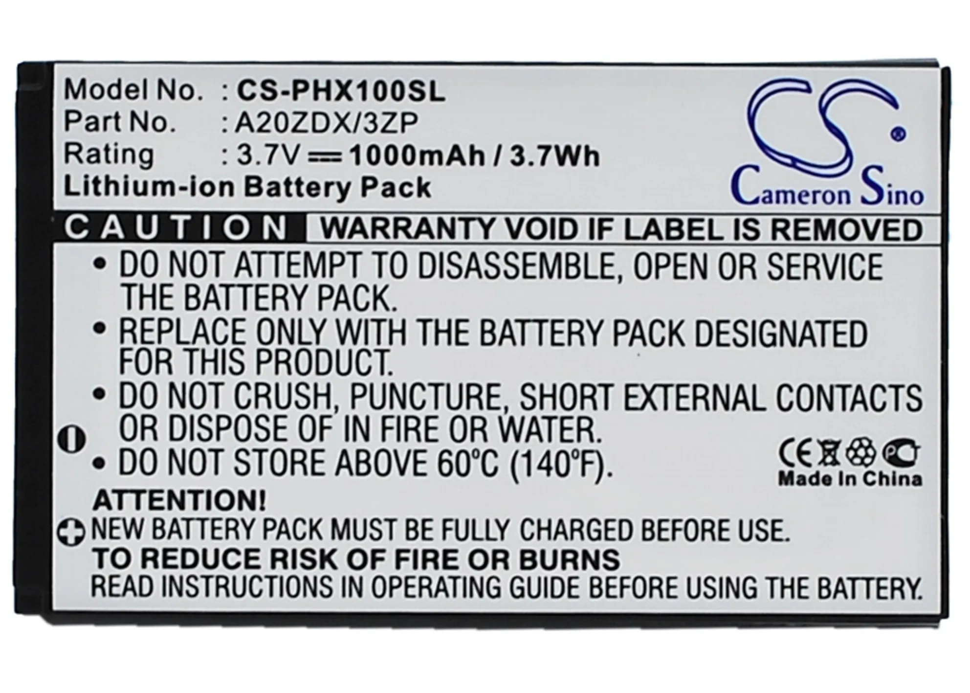 

Latest Version High Quality 1000mAh Battery A20ZDX/3ZP for Philips Xenium T129, Xenium X100, Xenium X325