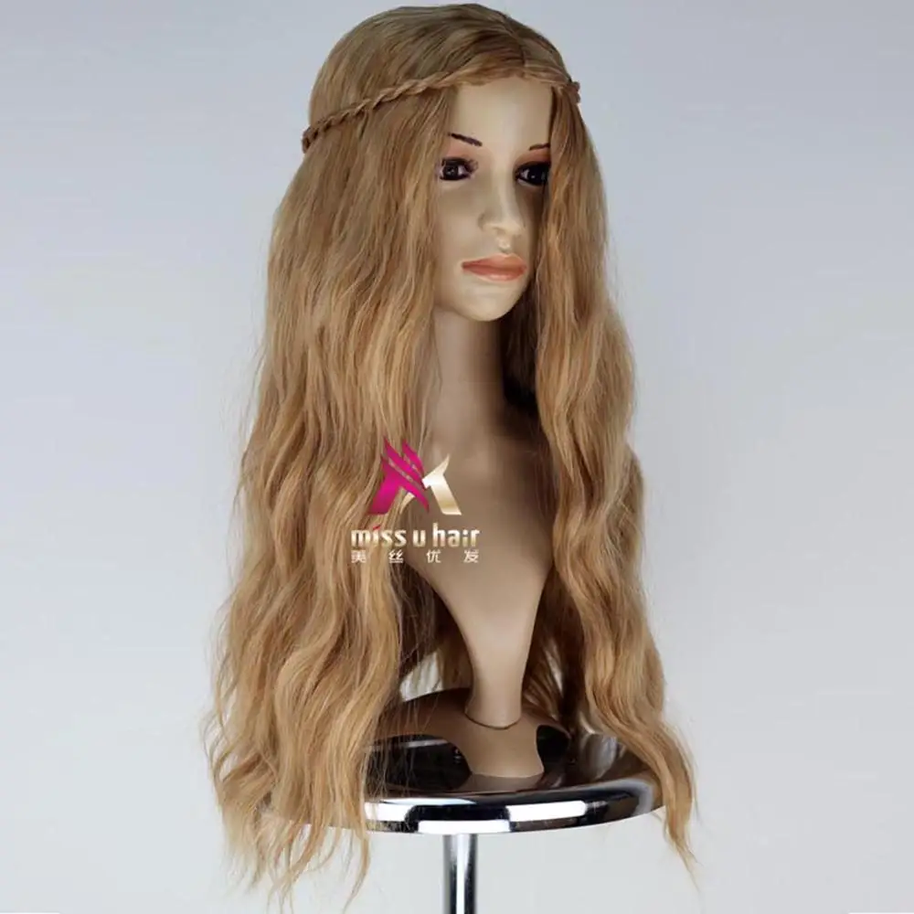 Miss U волосы Игра престолов девушка женский синтетический ролевые игры длинные волнистые коричневый парик с косой Косплей Полный парик Хэллоуин Вечерние