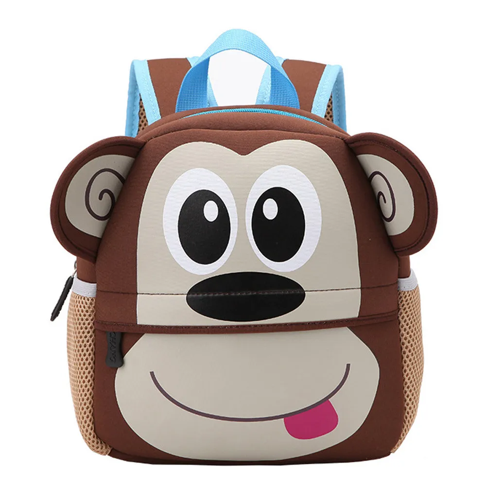 Детский 3D рюкзак с милым животным дизайном, школьные сумки из неопрена для малышей, детский сад, удобная сумка с рисунком жирафа, обезьяны - Цвет: G