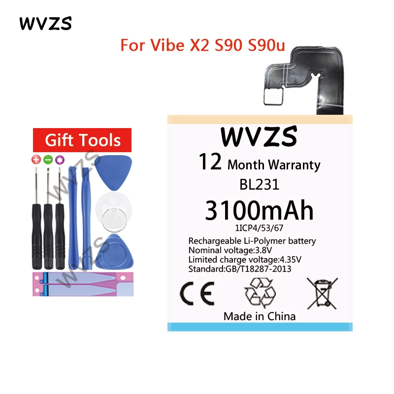 

wvzs 3100mAh Li-Polymer Battery BL231 For Lenovo VIBE X2 X2-TO X2-CU S90 S90U S90T Replacement Batteries