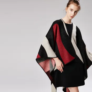 

Hot Sale 2020 Winter Poncho Fashion Cashmere Blanket Scarves For Women Knit Shawl Tassel Cape Thicken Lady Blanket Female