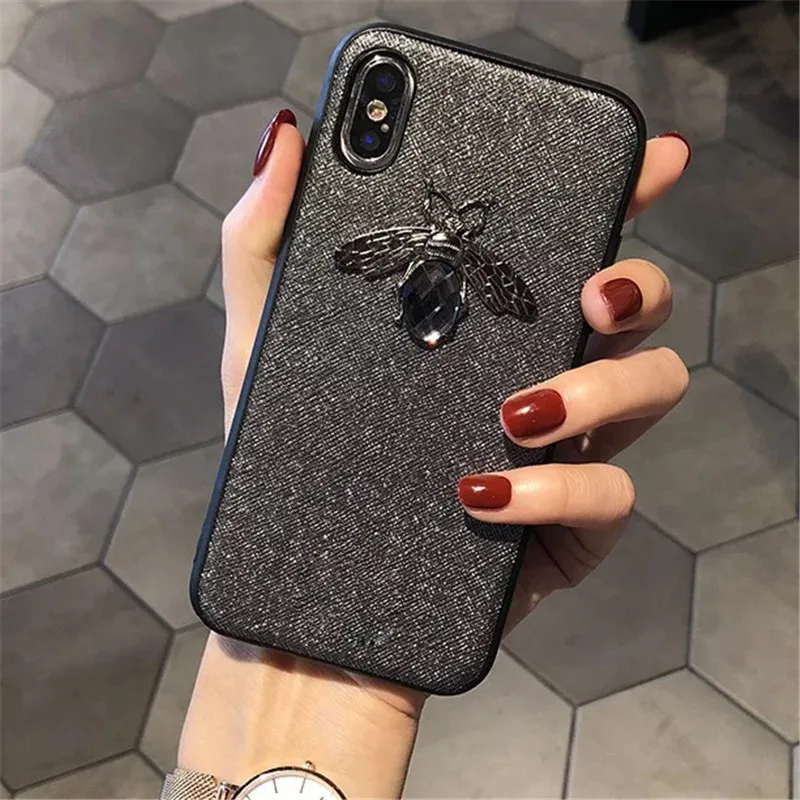 Luxury brand Diamond Bee Glitter soft Phone case for iphone 6 S 7 8 plus X XR XS Max cute hard cover for samsung galaxy S8 S9   06
