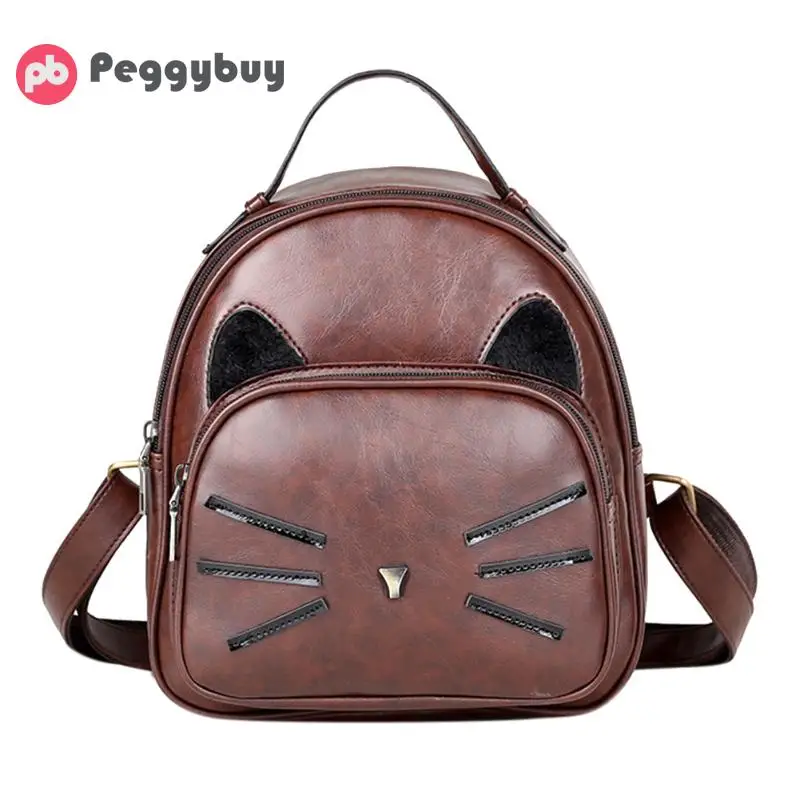 Женский рюкзак с милым рисунком кота, модный рюкзак из искусственной кожи для девочек, милый школьный рюкзак, женский маленький рюкзак для путешествий, Mochila