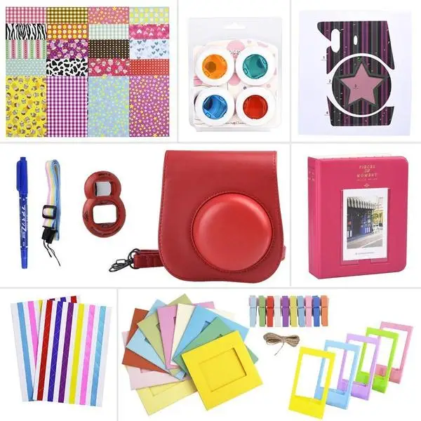 

Cewaal Portable 11 In 1 Instant Film Camera Bag Accessories Kit Set for Fuji for Fujifilm Instax Mini 8 Cam Random Color