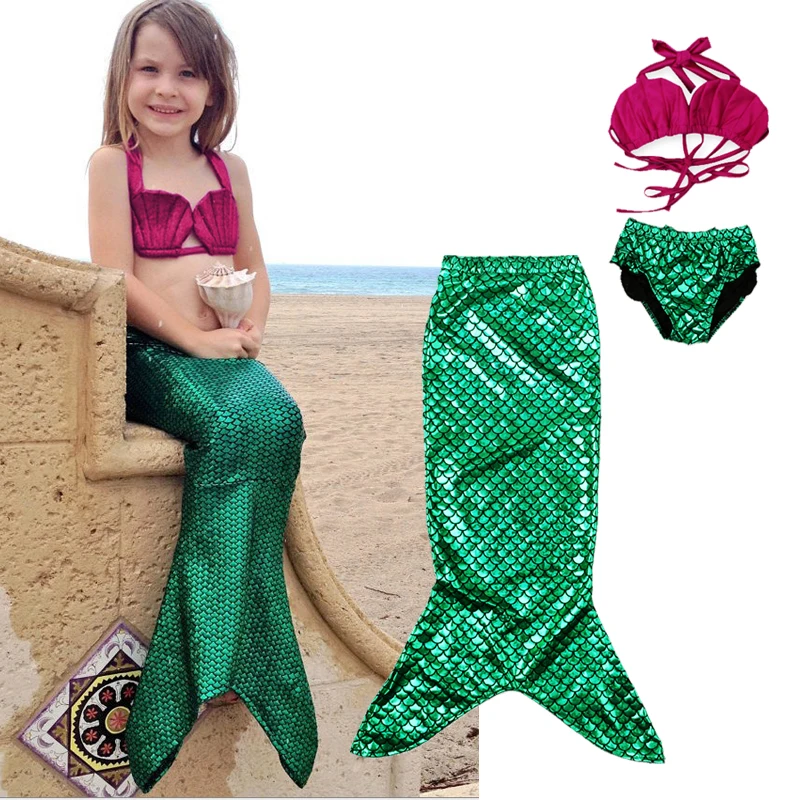 2016 hot sale Baby Girls Mermaid Tail Swimsuit Children Bikini Kids