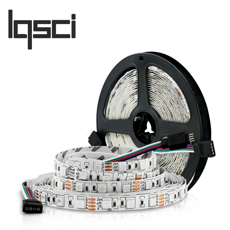 

Lqsci 5M 300Leds waterproof RGB Led Strip Light 5050 DC12V 60Leds/M Fiexble Light Led Ribbon Tape Home Decoration Lamp