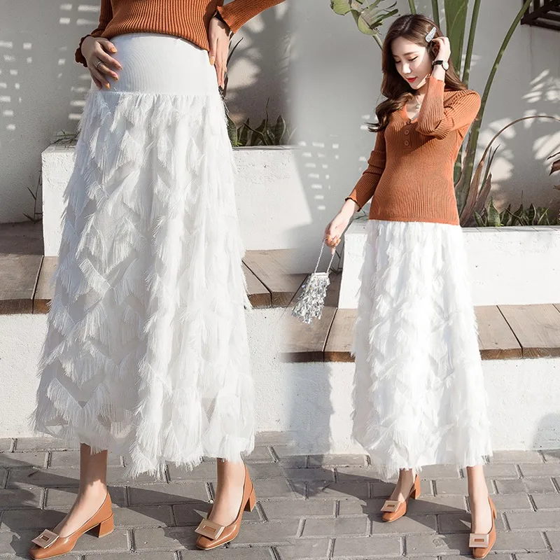 

Maternity wear pregnant women skirt 2019 fashion new wild pregnant women tassel skirt pregnancy skirt