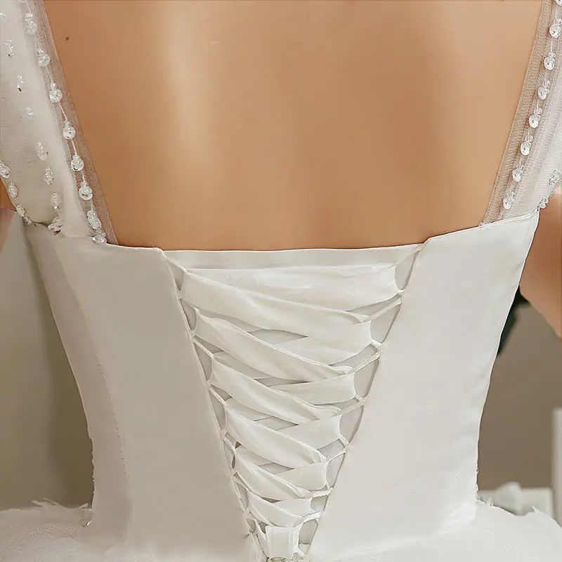 Новое поступление года настоящая фотография Большие размеры Милая Блестки свадебные платья недорогие белые платья невесты платья Vestidos De Novia HS101