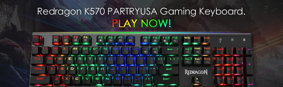 Механическая игровая клавиатура Redragon K570 PARTRYUSA, 104 клавиш, с защитой от привидения, RGB, с подсветкой, синий переключатель, из цельного алюминия