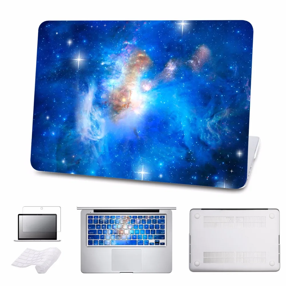 

5 in 1 Bundle for macbook air 13 case 13.3 inch PC Star Cloud Pattern+Back Cover for macbook pro 11 13 15 12 retina Touch Bar