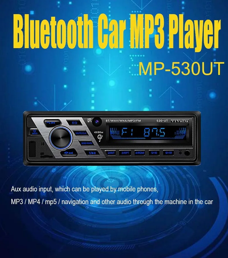 1 Din автомобильный радиоприемник аудио Steoro 12 V Дистанционное Управление FM Hi-Fi Bluetooth автомобильное радио стерео разъём подачи внешнего