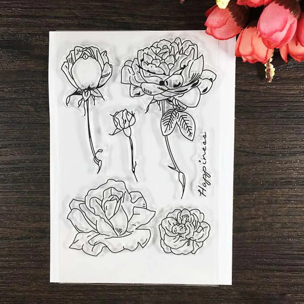 

Transparent Clear Rose Silicone Stamp/Seal DIY Environmental Scrapbook Photo Album Decoration