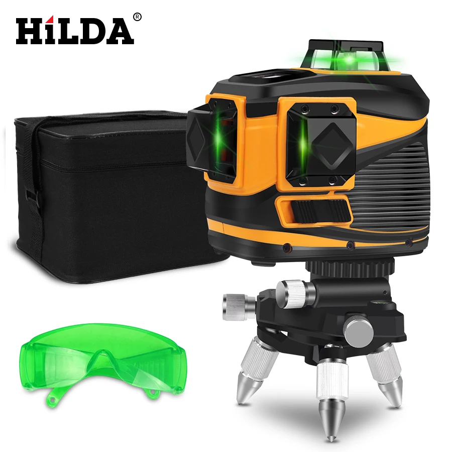 

HILDA 12 Lines Laser Level 3D Self-Leveling 360 Horizontal And Vertical Cross Super Powerful Green Laser Beam Line