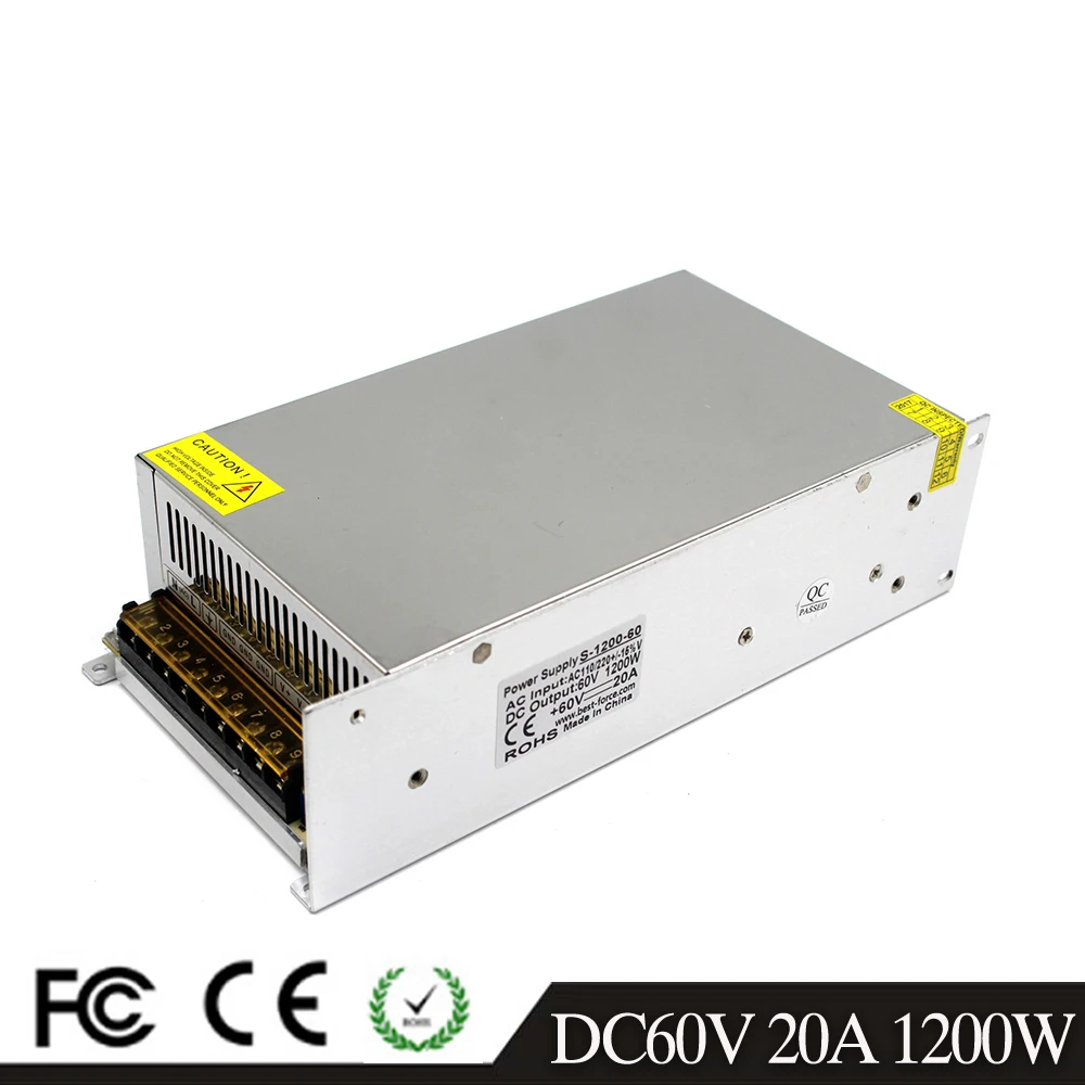 Regulated DC 60V 20A 1200W Power Supply Switch Driver Transformer 110