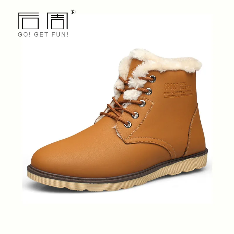 

Men's Boot PU Leather Ankle Snow Boots Martin Boots Keep Warm Men Thicker Soft Velvet 2017Casual Winter Shoes High Quality 39-43