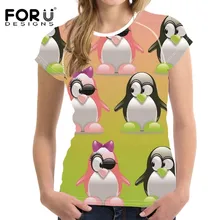 FOURDEIGNS, женские рубашки, футболка, пингвин, любовник, печать, одежда для пар, Ulzzang, Harajuku, короткий рукав, топ, летний, camisetas mujer