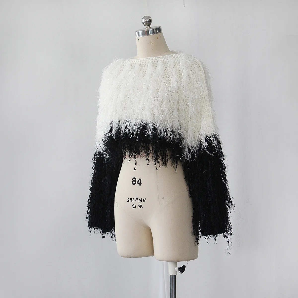 BOOFEENAA осень женская зимняя одежда укороченный свитер объемной кисточкой вязать свитер Топ свитера Мода 2019 Рождество C48-AI55
