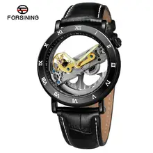 

Forsining Men's Unique Transparent Quality Skeleton Trendy Dial Automatic Movement Black Genuine Leather Strap Watch FSG9418M3B2