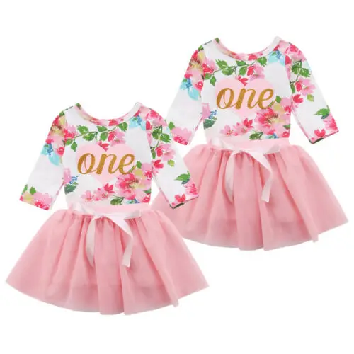 

Cute Newborn Baby Girls Floral Print Tops Romper Tulle Tutu Dress Outfits Set