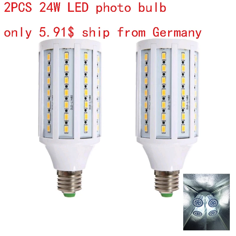 

2PCS 24w Photo Bulb Photography LED Corn for Photo Studio Light 6000k White color Video light Photo softbox kit lighting