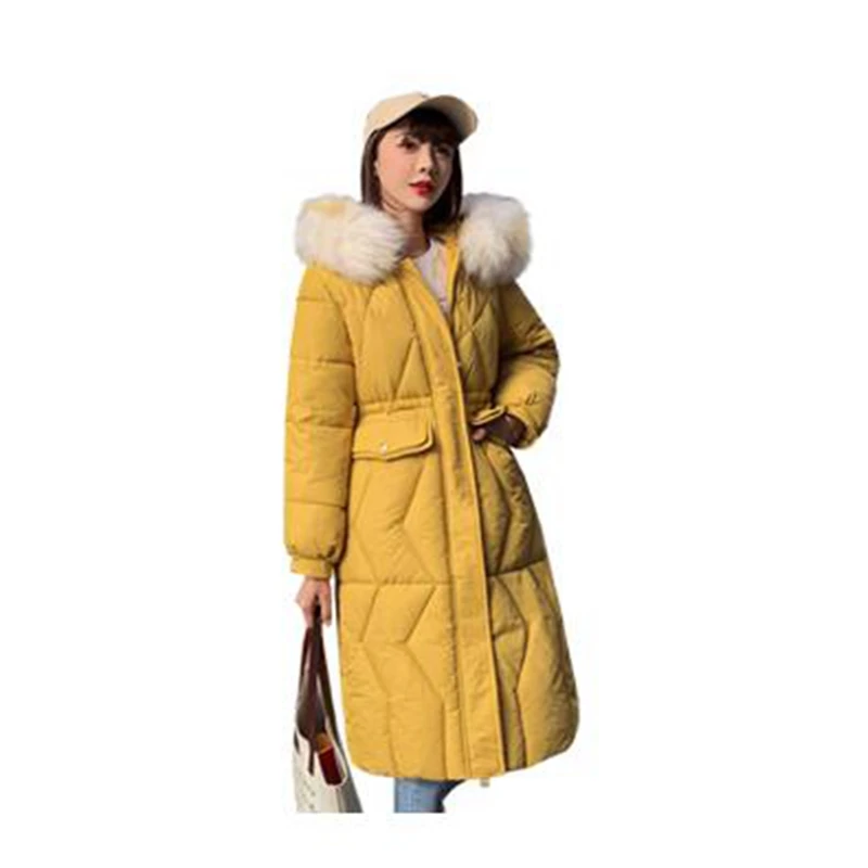 

new Big fur winter coat thickened parka women slim long winter coat down cotton ladies down parka down jacket women 2019