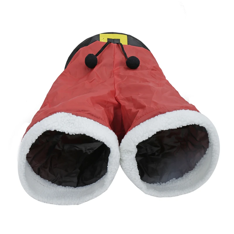 New Christmas Cat Tunes Santa Claus Pants Design Foldable Interactive Toys 3 Cute Cat Tunnels