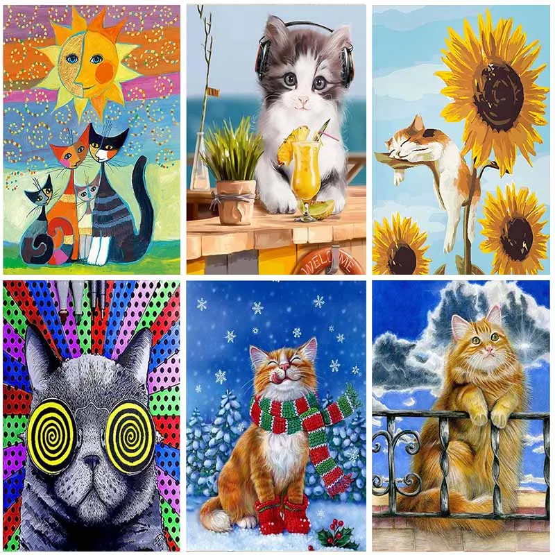 

5D Diamond Painting Embroidery Cartoon Cats DIY Full Square Drill Gifts Animal Cross stitch Fantasy Home Room Wall Painting Gift