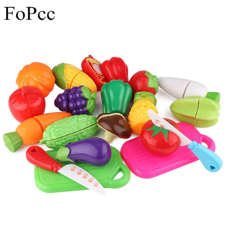 Children Plastic Kitchen Toys Cutting Fruit Vegetable Play Miniature