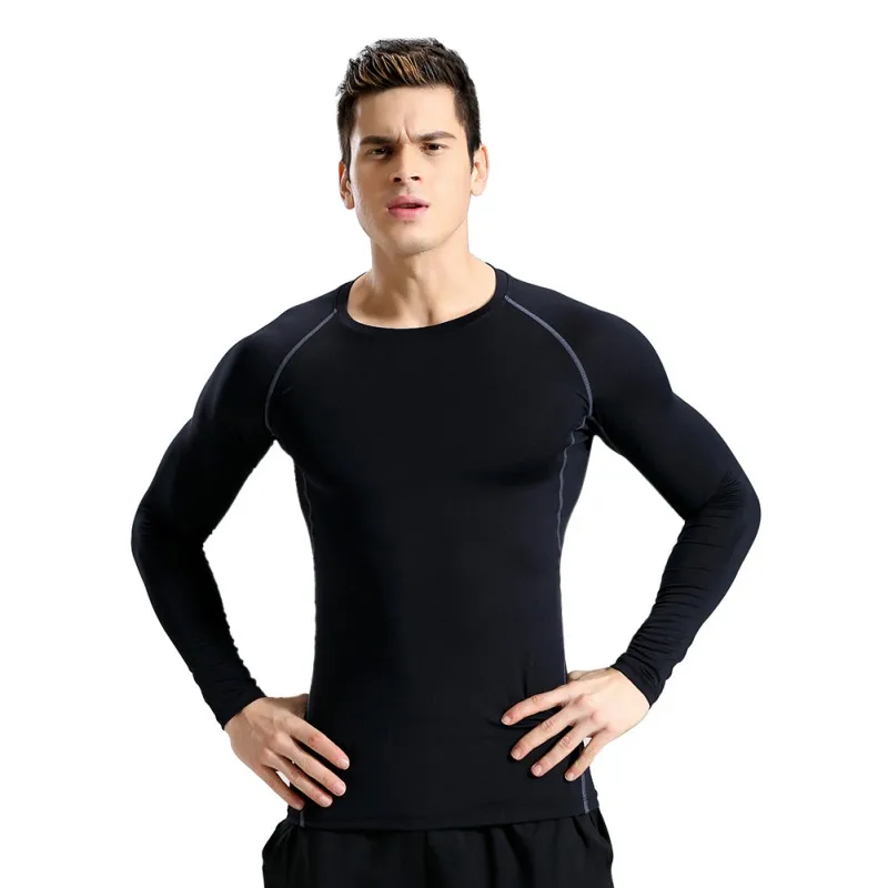 Мужская быстросохнущая футболка для фитнеса и йоги, компрессионная футболка с длинным рукавом, Мужская футболка для бодибилдинга и бега s