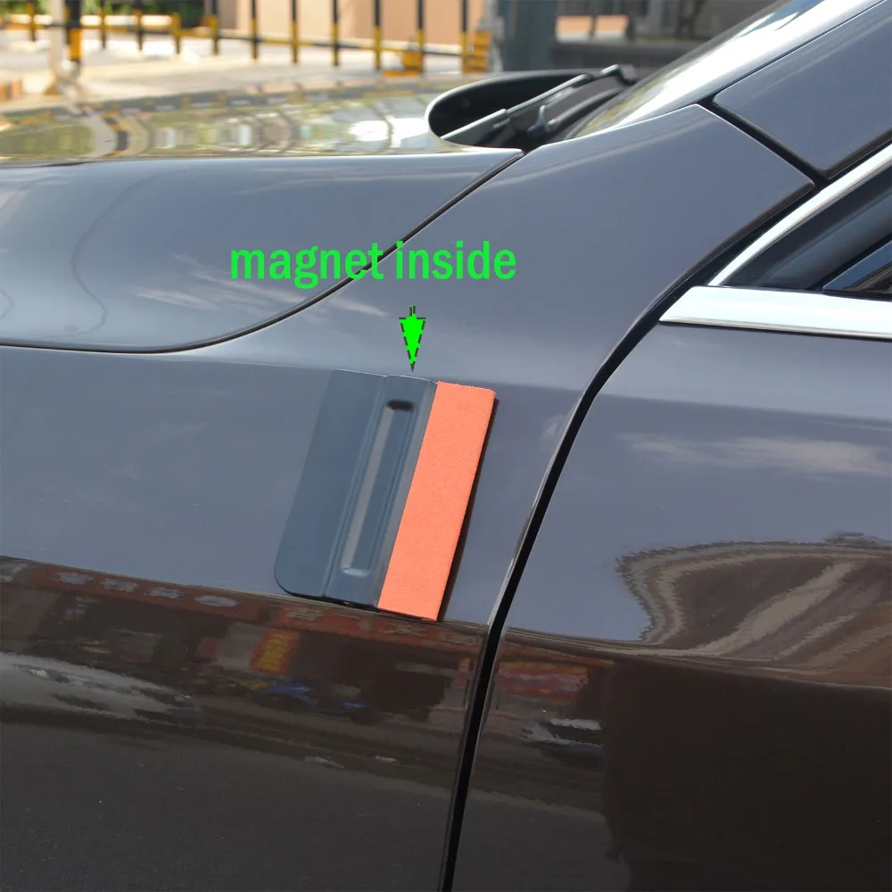 Car Wrap Film FOSHIO 5PCS Vinyl Wrap Sticker Magnet Squeegee Window Tint Suede Edge Magnetic Scraper Carbon Fiber Styling Tool Car Accessories