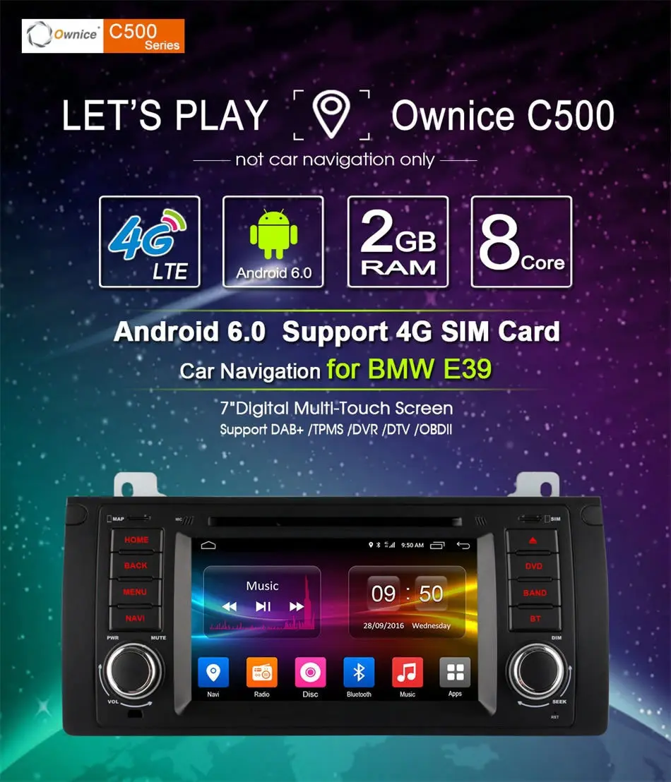 Flash Deal Ownice 4G SIM LTE Android 6.0 Octa Core 32G ROM In Dash Car DVD Player For BMW E39 X5 M5 E38 E53 With Wifi GPS Navi Radio FM 3