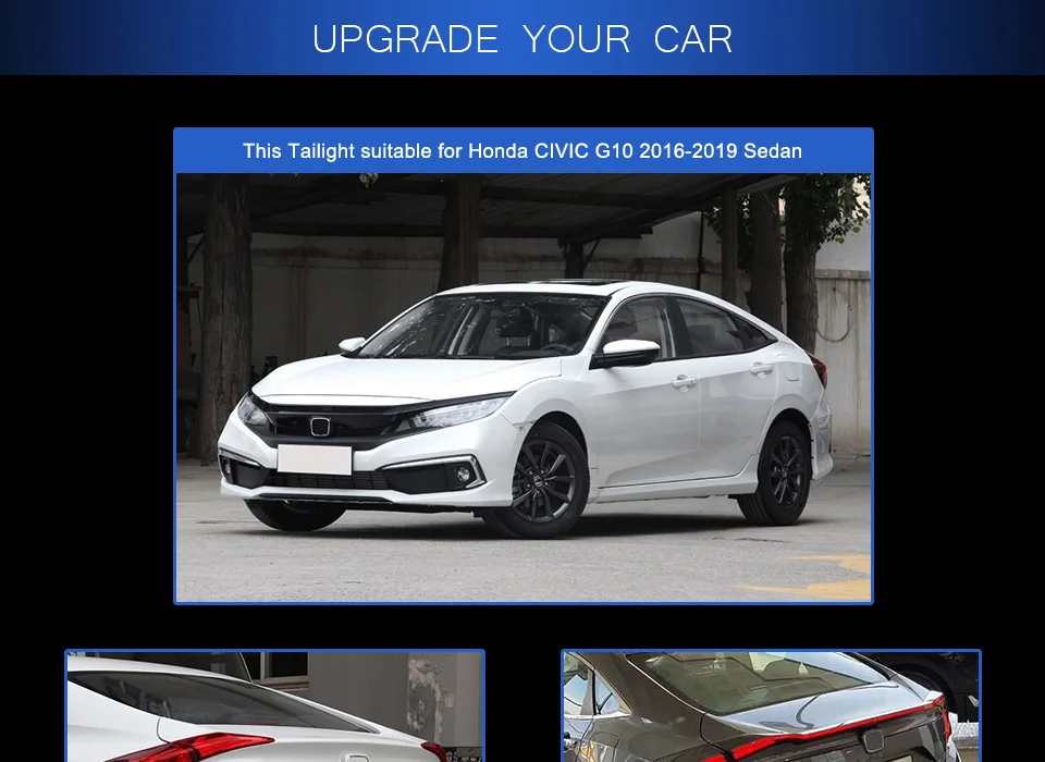 СВЕТОДИОДНЫЙ Автомобильный Стайлинг задние фонари, пригодный для Honda Civic X G10 10th задний фонарь красный лампы Дымчатого Цвета стоп-сигнала