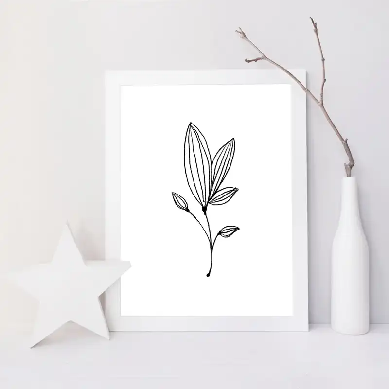 Minimalist Dekor Minimum Duvar Sanat Kalem Yaprak Cizimleri Tuval Boyama Kontur Botanik Baskilar Siyah Beyaz Duvar Resmi Posteri Aliexpress