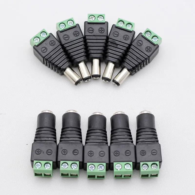 12V 5 Male + 2 1x5 5mm Female DC Power Plug Jack Adapter коннектор для CCTV PV | Электроника