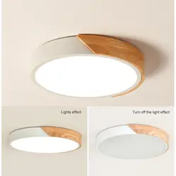 Скандинавский круглый светодиодный потолочный светильник из дерева Macaron потолочный светильник для спальни столовой LAD-sale