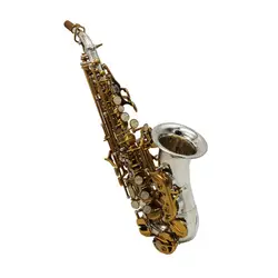 На заказ B плоский Sax маленький изогнутый сопрано саксофон посеребренный корпус золотой ключ