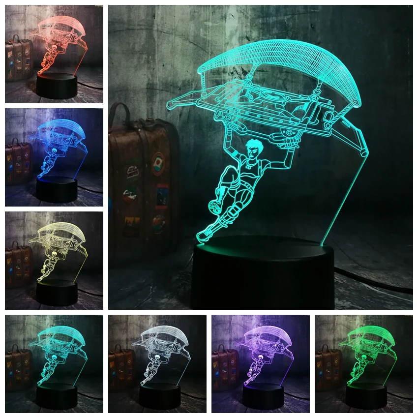 Боевой Royale игры TPS PUBG парашют настольная лампа 3D светодиодный 7 цветов ночной Светильник для детей Декор Светильник Рождественский подарок для мальчиков