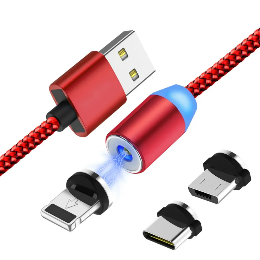 20 шт./упак. NISI 1 м 2 Micro USB Магнитный кабель Lightning для iPhone samsung 8Pin IOS Тип-C Порты светодиодный телефона зарядный кабель 3 в 1