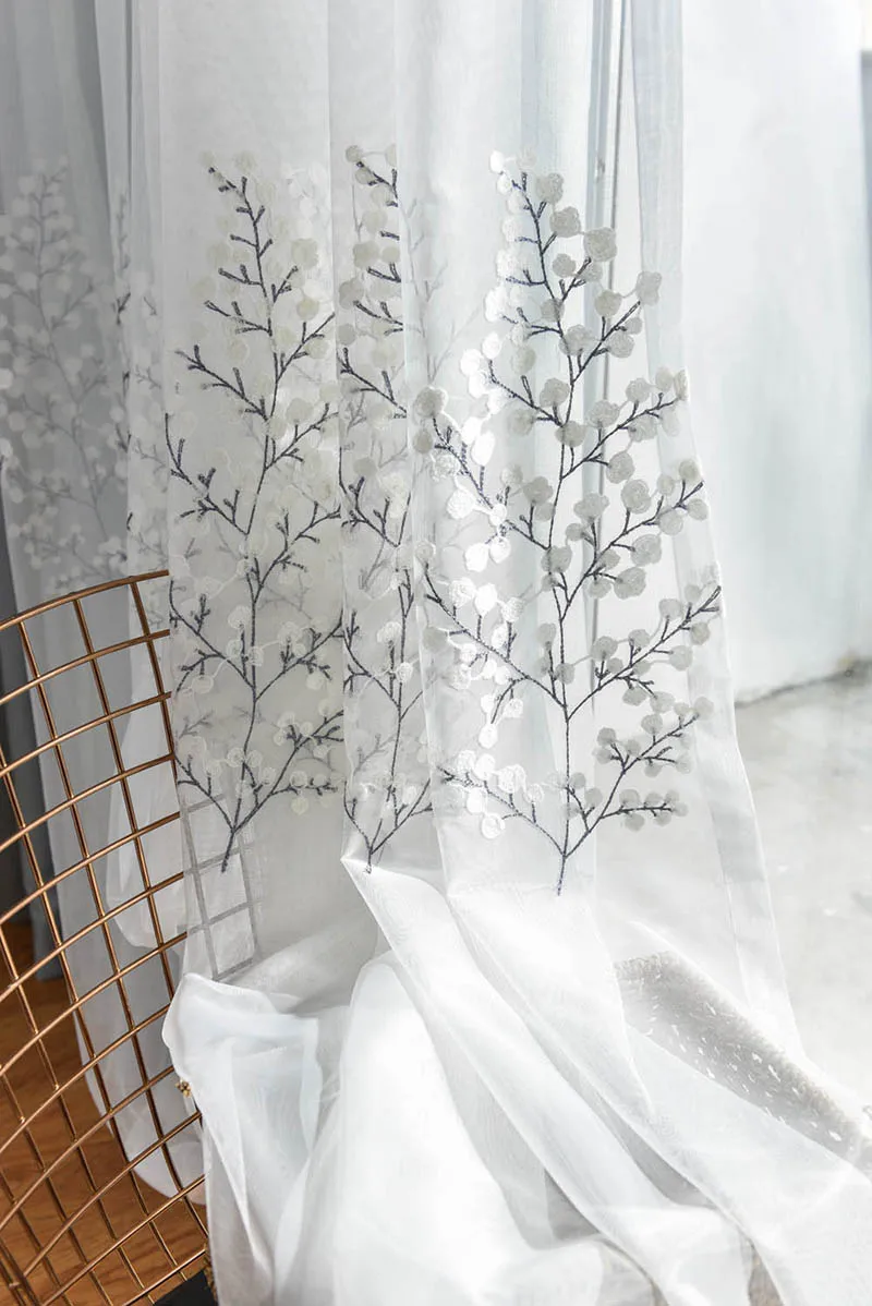 Серо-белая занавеска s для гостиной с вышивкой, роскошная занавеска для кухни, спальни, простая Тюлевая прозрачная занавеска на окно, X-WP067* 30