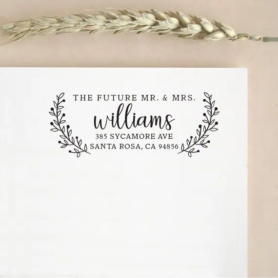 

Custom The Future Mr. & Mrs. Family Names Stamp, wood rubber Return Address stamp, personalized wedding classic stamp,